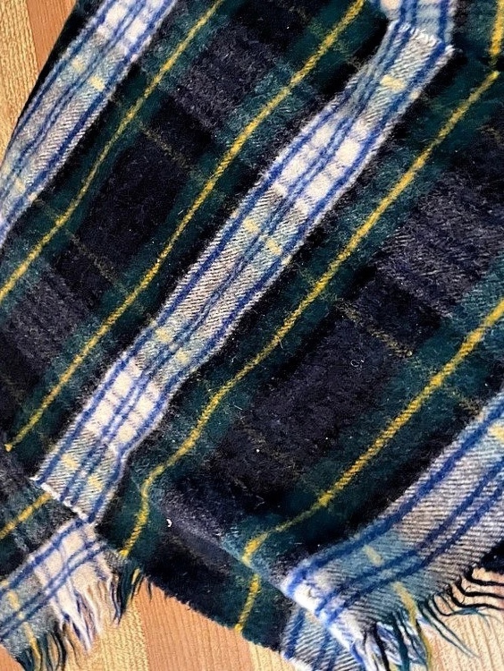 Scottish Plaid Cashmere & Wool Scarf in Blue & Green